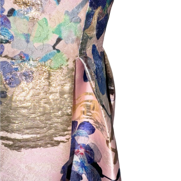 Designer Alberto MAKALI SATIN FLORAL COCKTAIL prom dress women’s size 4 small - Picture 10 of 12